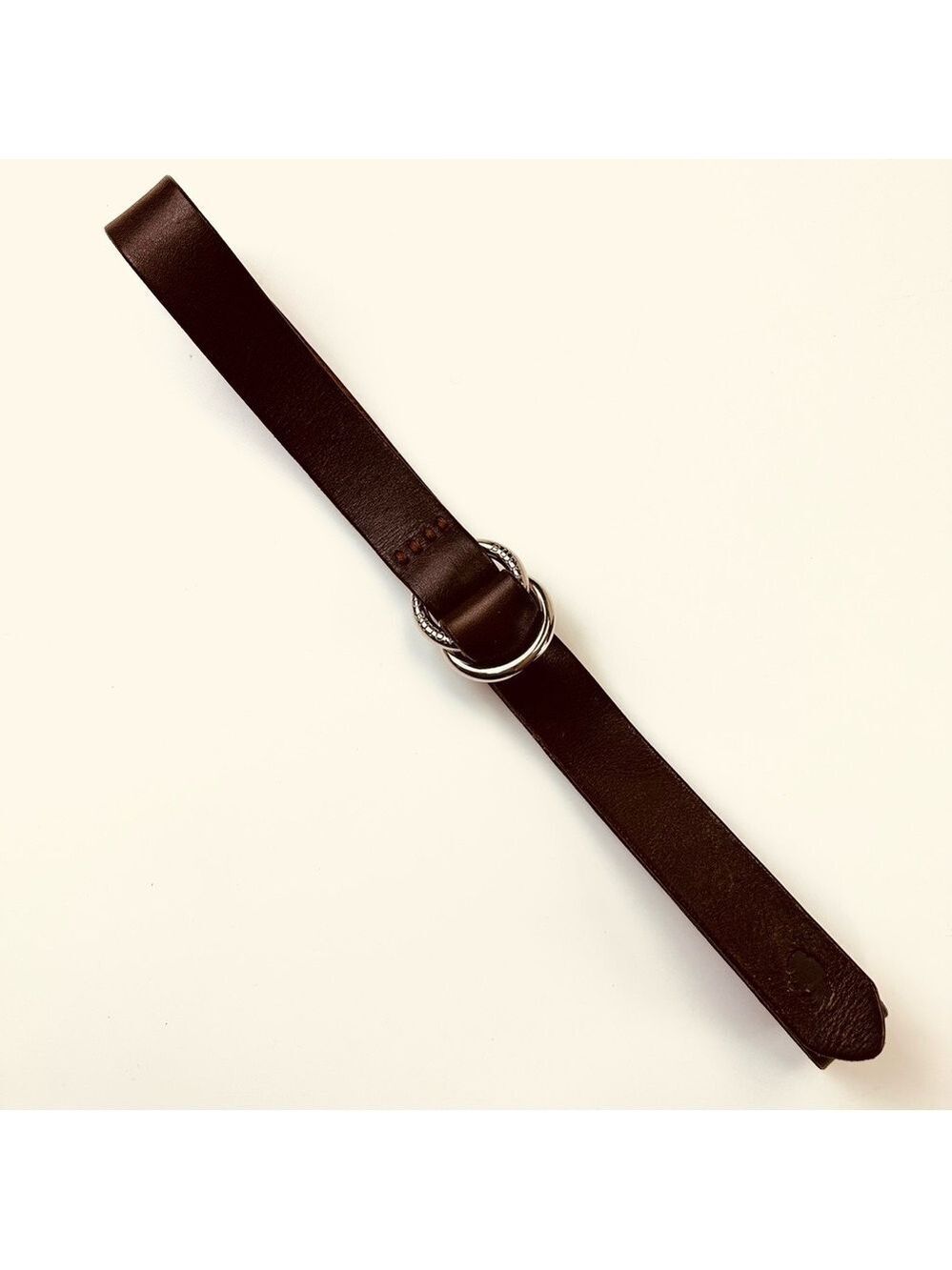 David Bitton brown leather adjustable jean belt S/M silver ring buckle